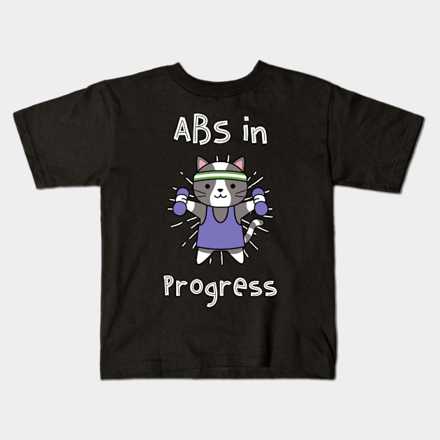 Cute Cat Abs in Progress Kids T-Shirt by JellyAF 